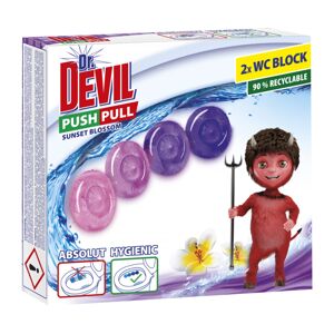 Dr. DEVIL PUSH PULL bezkošíkové hygienické wc bloky Sunset Blossom 2x20g