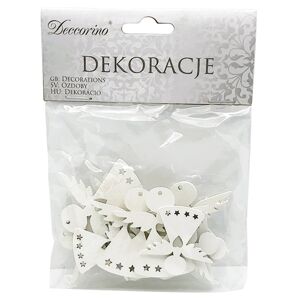 Ozdobná dřevěná dekorace Andělíčkové - bílá barva 6ks